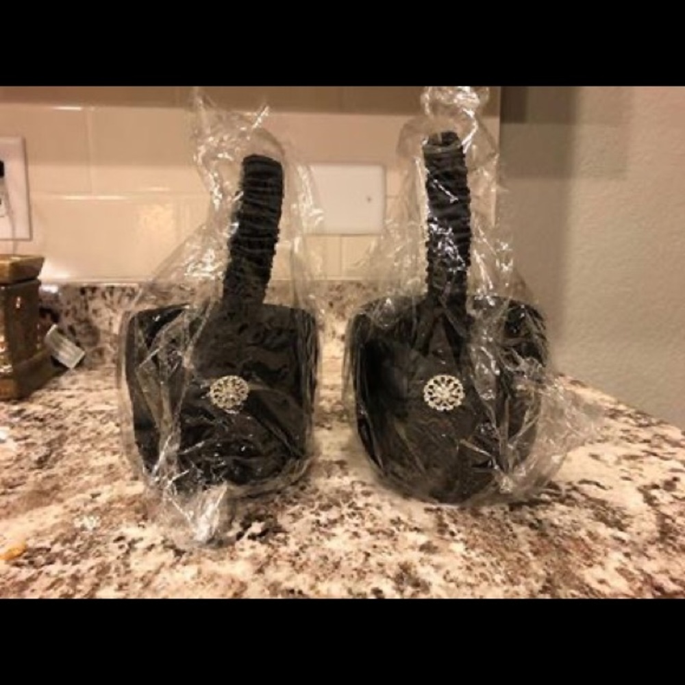 2 Black Flower Girl Baskets